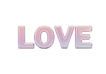 Isolated Iridescent LOVE Letters in Holographic Style