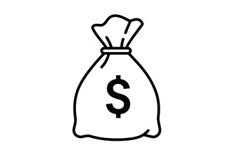 Isolated Simple Line Art Money Bag Icon