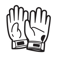Obraz premium Black and white illustrated gloves icon vector graphic representing protection and safety concepts