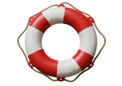 Isolated Red and White Life Preserver