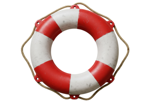 Isolated Red and White Life Preserver