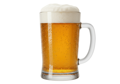 Isolated Refreshing Mug of Beer with Condensation - Powered by Adobe