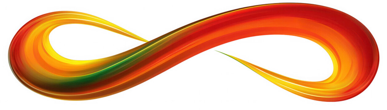 Colorful infinity symbol with smooth gradient brush strokes on transparent background, vibrant and dynamic design