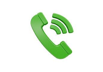 Isolated 3D Green Telephone Handset Icon