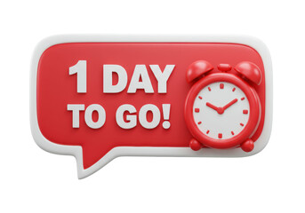 Isolated 3D One Day To Go Countdown
