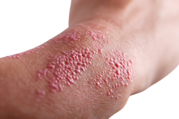 Close up of hand with psoriasis