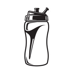 Obraz premium Black and white vector illustration of a modern sport water bottle isolated