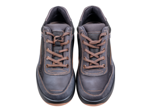 Stylish gray leather sneakers casual footwear mens shoes, On Transparent Background, Png