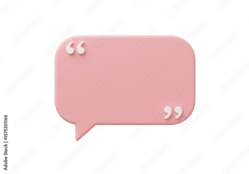Fototapete isolated 3d pink speech bubble with quotation marks