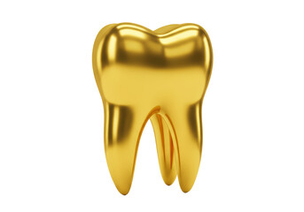 Isolated Gleaming Golden Human Tooth
