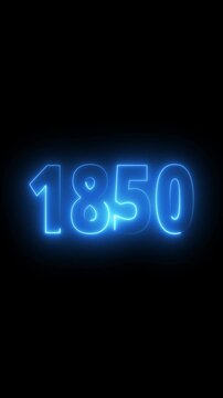 1850 neon line text. important year, important date 1850. Abstract 1850 neon text animation, Glowing neon number text background 4k video animation .