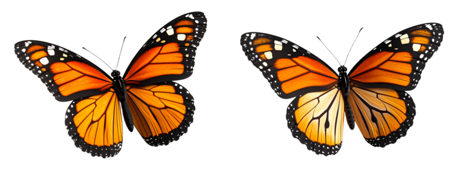 Single Plain Tiger Butterfly in Motion with Wings Mid Beat Transparent Background PNG
