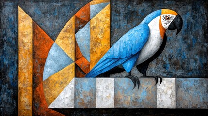 Blue Macaw in Geometric Setting