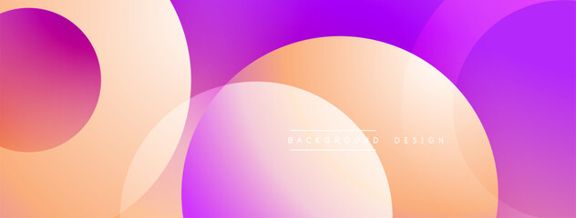 Abstract gradients overlap creating dynamic shapes. Soft purple, pink, orange hues blend seamlessly. Modern design element for backgrounds.