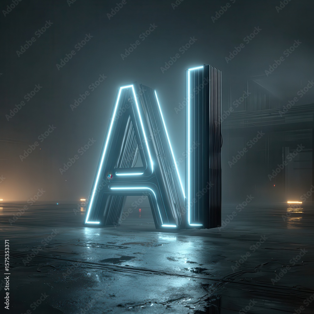 Fototapete futuristic 3d rendering of illuminated 