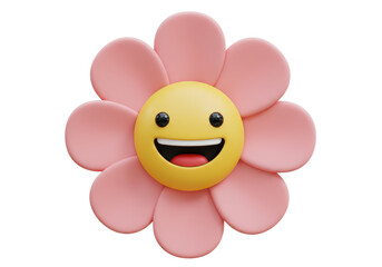 Obraz premium Isolated Smiling Flower Emoji with Cheerful Expression