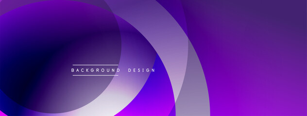 Abstract purple background. Overlapping circles create dynamic gradient effect. Modern design suitable for banners, presentations.