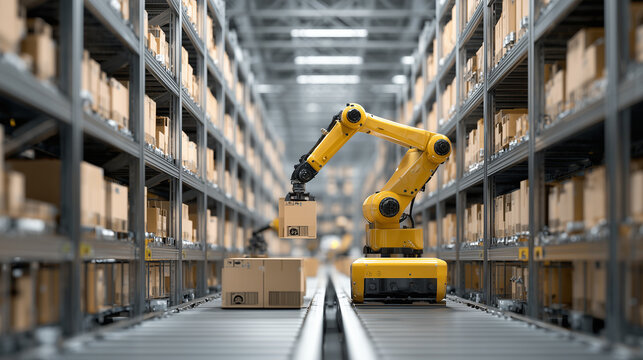 Warehouse robot sorting boxes