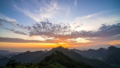 Majestic Sunset over Mountain Ranges
