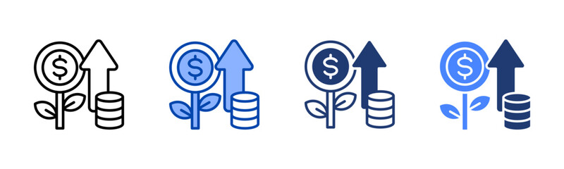 Investment Growth icon set multiple style collection