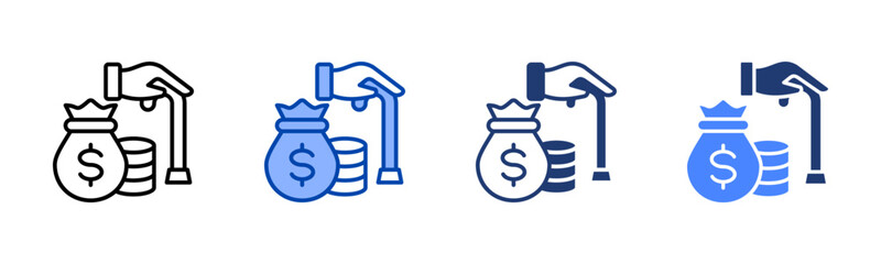 Retirement Fund icon set multiple style collection