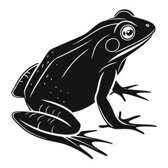 Naklejka premium Isolated Black Silhouette of a Frog on White Background