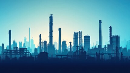 Obraz premium Industrial cityscape silhouette at dawn (1)