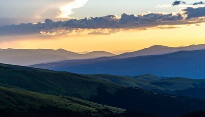 Majestic Sunset Over Rolling Hills