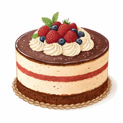 A very delicious creme cake on white background