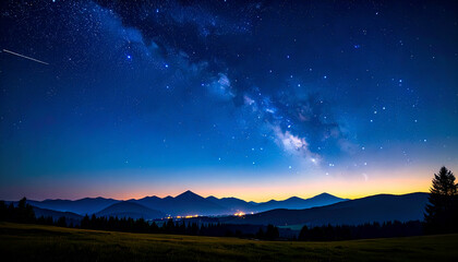 Fototapeta premium Milky Way over Mountain Range.