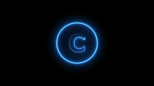 Modern flickering glowing neon letter C animation.