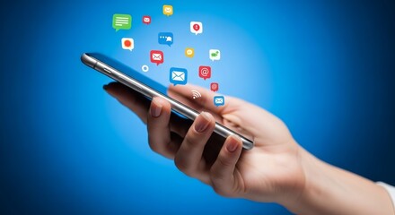 Mobile Phone with Social Media Icons