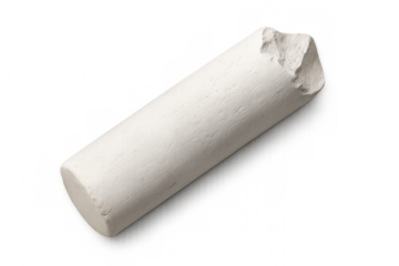Close-up of a broken white chalk stick isolated on a transparent background, ideal for educational or creative projects