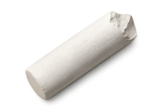 Close-up of a broken white chalk stick isolated on a transparent background, ideal for educational or creative projects