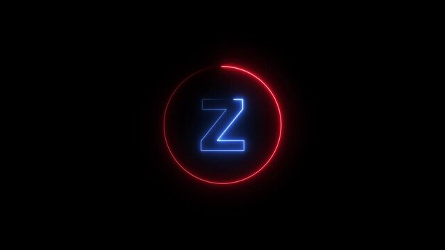 Abstract flickering glowing neon letter z animation.