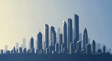 Fototapeta premium Modern City Skyline at Sunrise