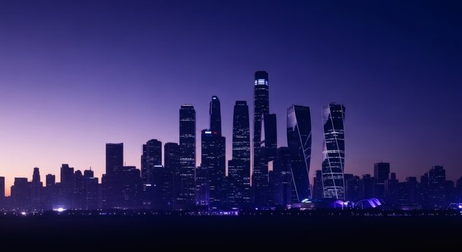 Modern Skyline Cityscape at Dawn - Powered by Adobe