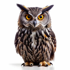 black owl on isolated on white background