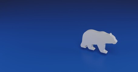 Isolated realistic white bear symbol with shadow. Located on the right side of the scene. 3d illustration on transparent background
