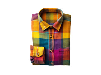 Colorful plaid flannel shirt mens fashion casual wear, On Transparent Background, Png