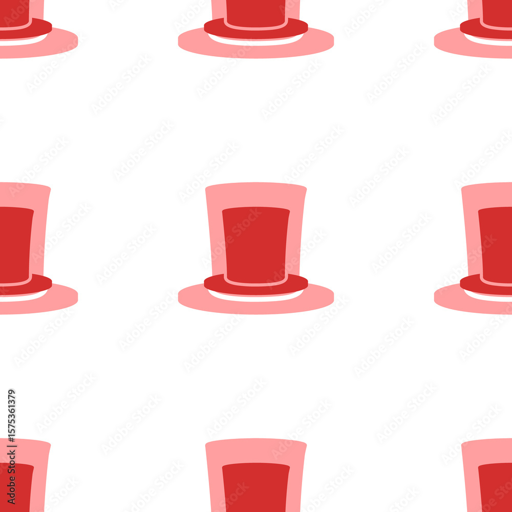 Aufkleber Seamless pattern of large isolated red top hat symbols. The elements are evenly spaced. Illustration on light red background