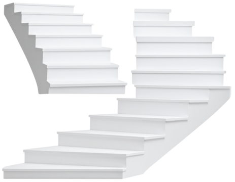 PNG White stairs element set on transparent background