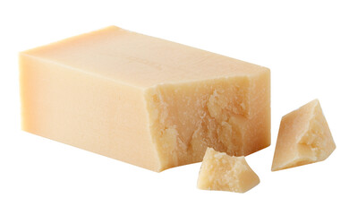 Butter Cheese Squares Broken into Blocks cut out isolated transparent background