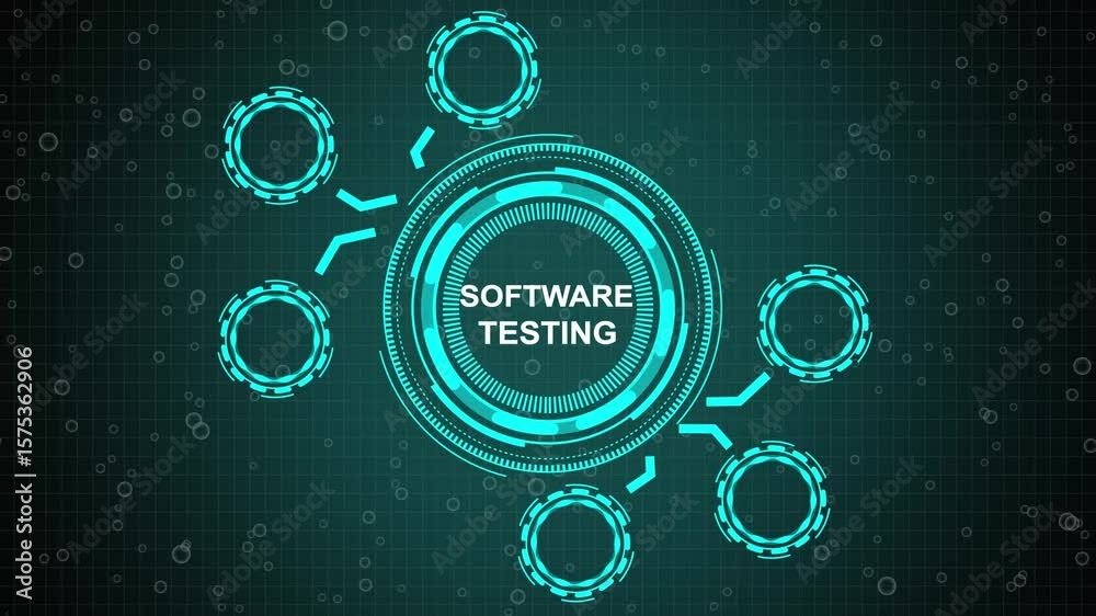 Wall mural grid background animation. internet, business, technology and network concept. a software testing co