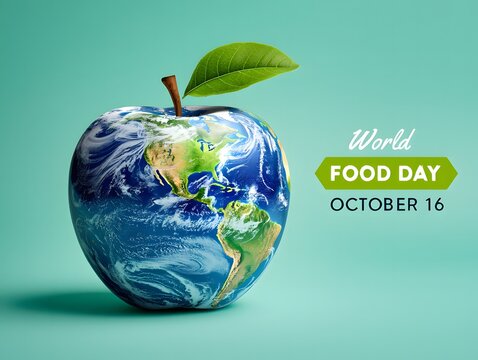 World Food Day Awareness Image Featuring Earth Shaped Like an Apple
