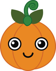 Chibi Style Round Pumpkin with Leafy Swirl