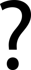 Simple black question mark symbol on a clean white background