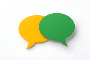 Overlapping Speech Bubbles in Yellow and Green on White