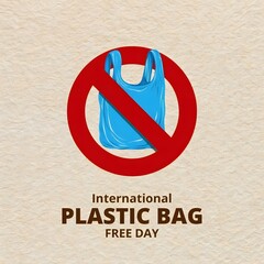 International Plastic Bag Free Day Awareness Campaign Illustration on Textured Background