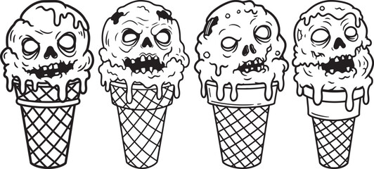 Zombie Ice Cream Character Cartoon silhouette